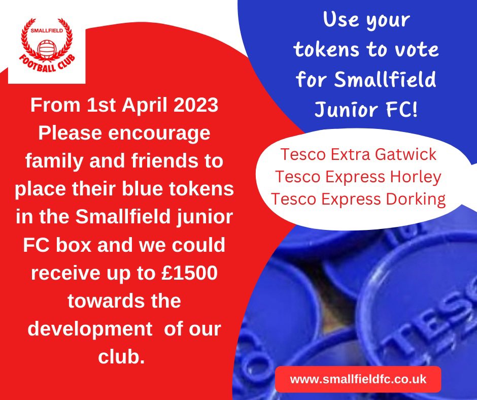 Smallfieldjnrs's tweet photo. We’ve been fortunate to be selected to benefit from the Tesco Community Fund! So get posting those blue tokens people, we could be awarded some much needed funds ⚽️ https://t.co/9GC4qubJLG