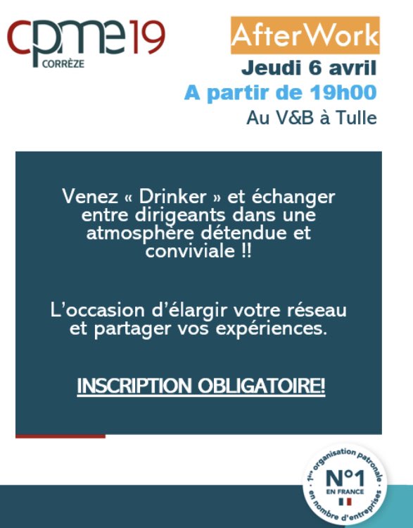 🗓 A vos agendas!
🤜 Pour vous inscrire:
📧 contact@cpme19.fr 
📞 07.88.62.58.87