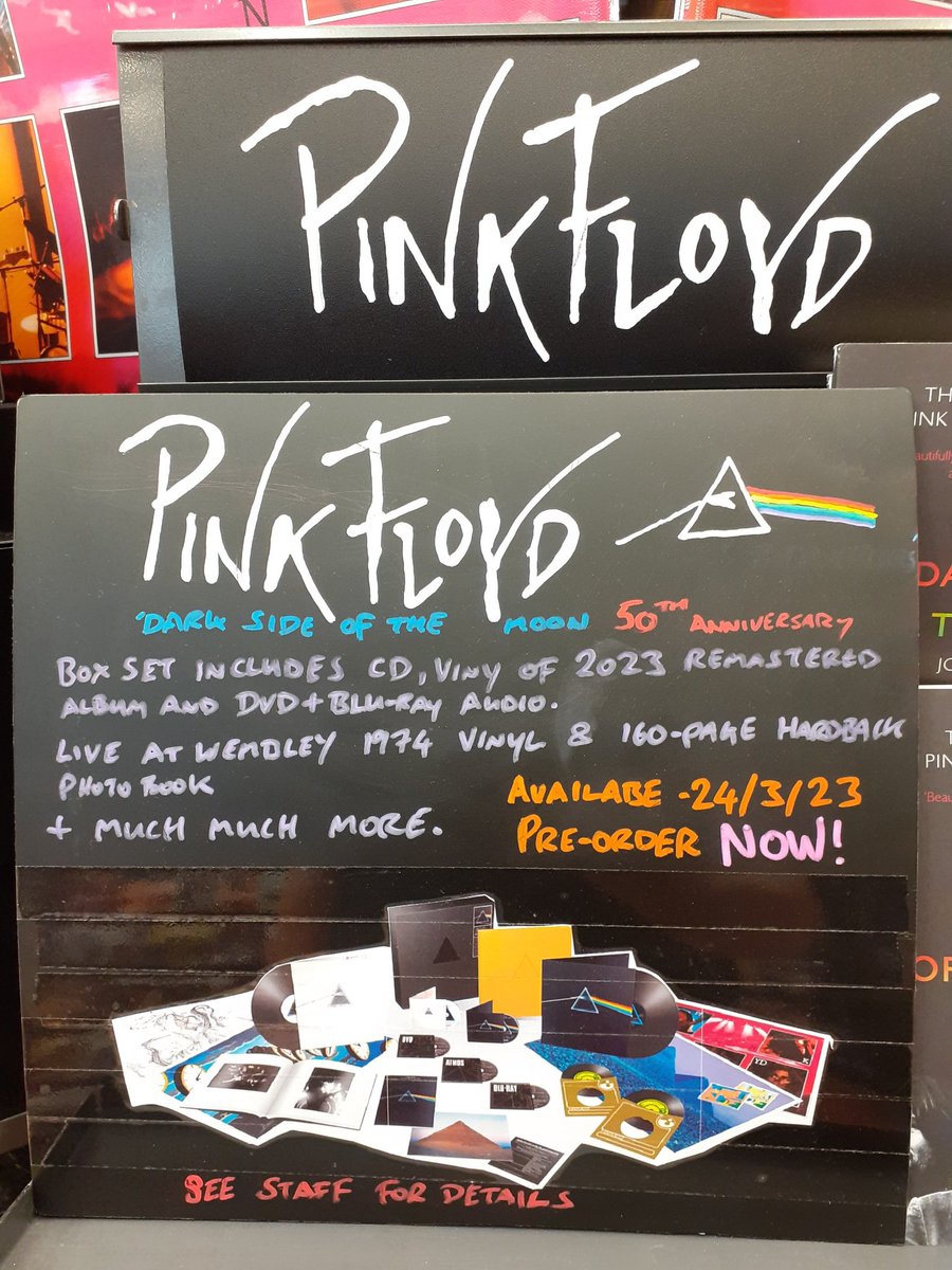 hmvNewcastle's tweet image. Come &amp;amp; join the party. We are celebrating the 50th #Anniversary of DSOTM. Tomorrow sees the release of #PinkFloyd #DSOTM Live At Wembley 1974 on #Vinyl &amp;amp; #CD, also the exquisite Dark Side #deluxe Box Set. 
#music #musicislife #ThursdayVibes @pinkfloyd