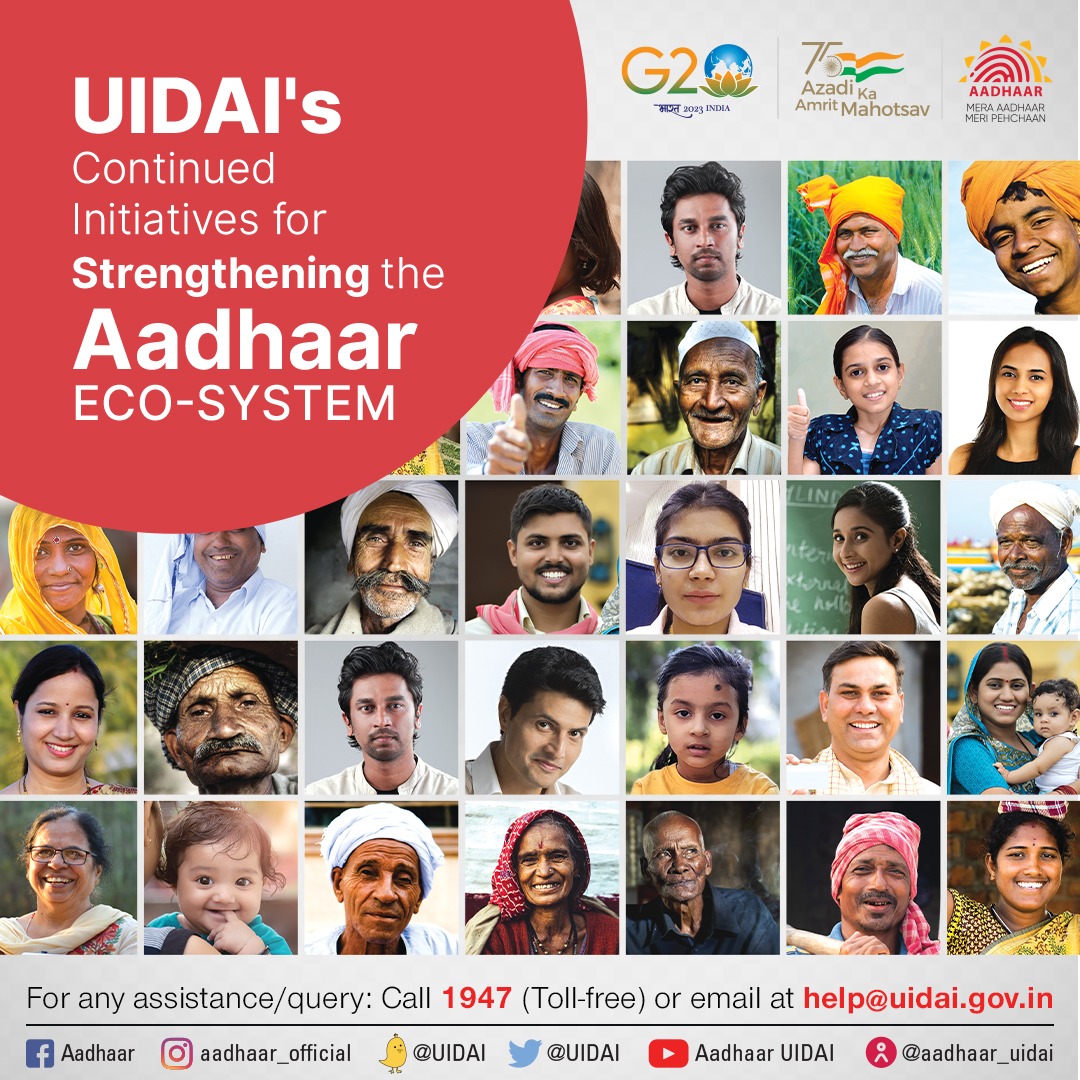 UIDAI's tweet image. UIDAI has undertaken a series of measures to further strengthen the Aadhaar ecosystem by constantly upgrading technology &amp;amp; adding new security features while keeping its focus on resident centricity. 
Details: pib.gov.in/PressReleasePa…
#Aadhaar #biometrics  #technologyupgradation