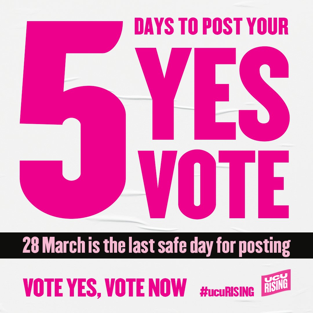 🚨5 DAYS TO VOTE YES🚨 There are just days left to make sure your YES vote is counted Leave nothing to chance Every vote counts. Vote YES. Win #ucuRISING