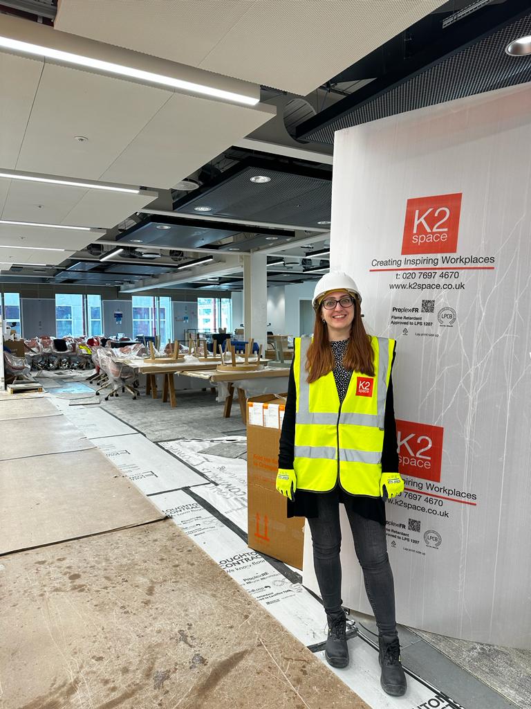 Our colleague, Stacy, visiting site at Bloom Farringdon today to go over remaining deliveries due for installation.
