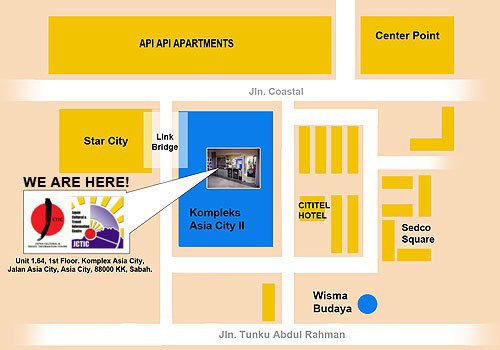 JCTIC_'s tweet photo. Our location😄

Unit 1.64, 1st Floor, Kompleks Asia City, Asia City, 88000 Kota Kinabalu, Sabah. https://t.co/Pc5rOzRolh