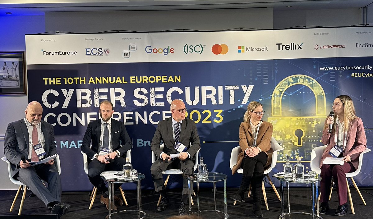 @ForumEurope #EUCyberSec legislation should be consistent and not a burden. #Autonomous_yes_Isolated_no. #Miguel_Angel_Amutio_  from Ministry of Economic Affairs and DIgital Transformation, Spain & #Hadrien_Valembois, from The Software Alliance