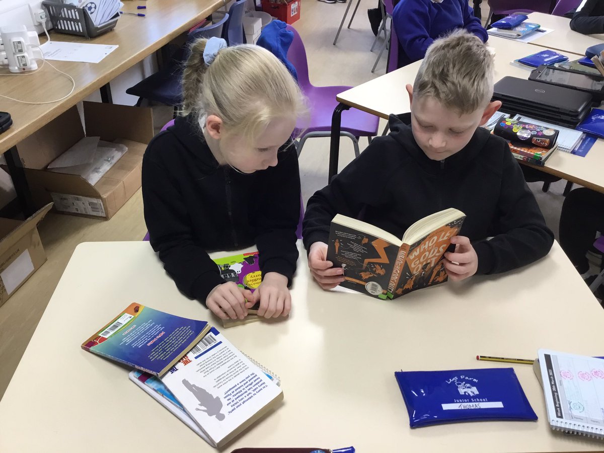 LeysFarm's tweet photo. Class 4W enjoying reciprocal reading this morning using the class text Who let the gods out? Lots of collaborative learning using @KaganOnline #LFJSReading https://t.co/igzyqG9EWX