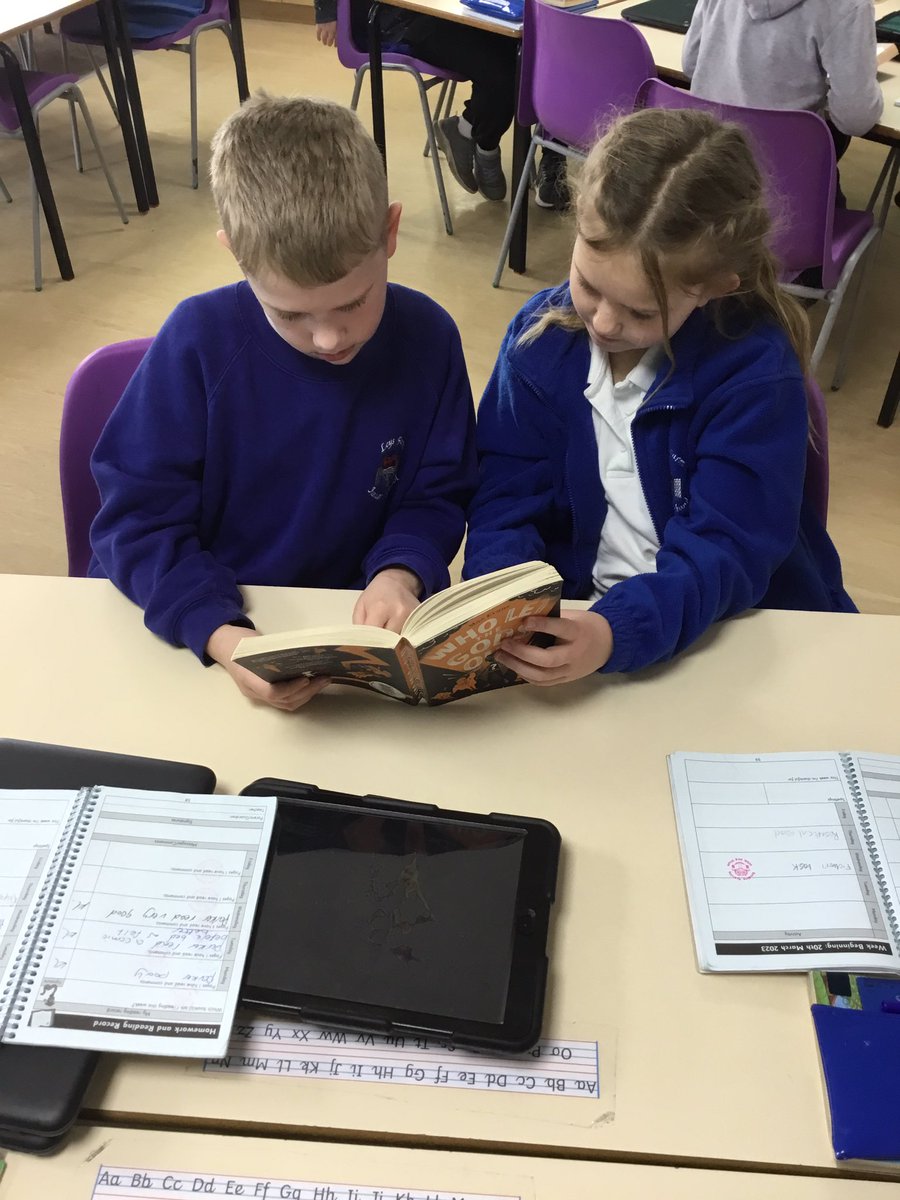 LeysFarm's tweet photo. Class 4W enjoying reciprocal reading this morning using the class text Who let the gods out? Lots of collaborative learning using @KaganOnline #LFJSReading https://t.co/igzyqG9EWX