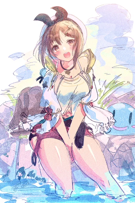 ライザ3発売&アニメ化決定おめでとうございます記念に2発売当初に描いたお祝いラクガキに少し手を加えてみました#ライザ3 #ライザアニメ化 