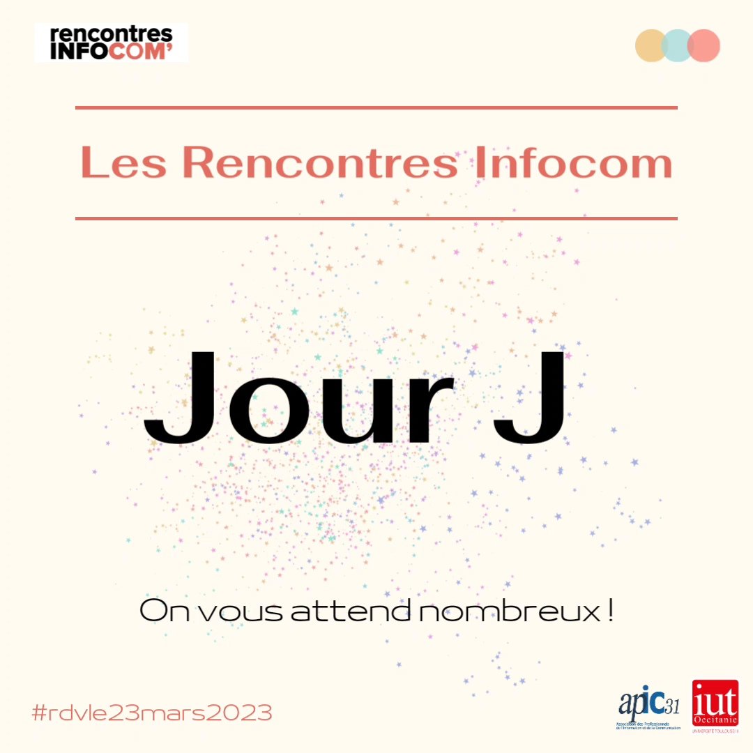 RICTlse's tweet photo. C'est le grand jour ! ✨️

Aujourd'hui a lieu la 11ème édition des Rencontres Infocom' !

Rendez-vous à partir de 14h à l'IUT Paul Sabatier de Toulouse - Ponsan 📍

N'oubliez pas : l'événement est gratuit et ouvert à tous !

#RICTlse https://t.co/zt2k5fl4cb