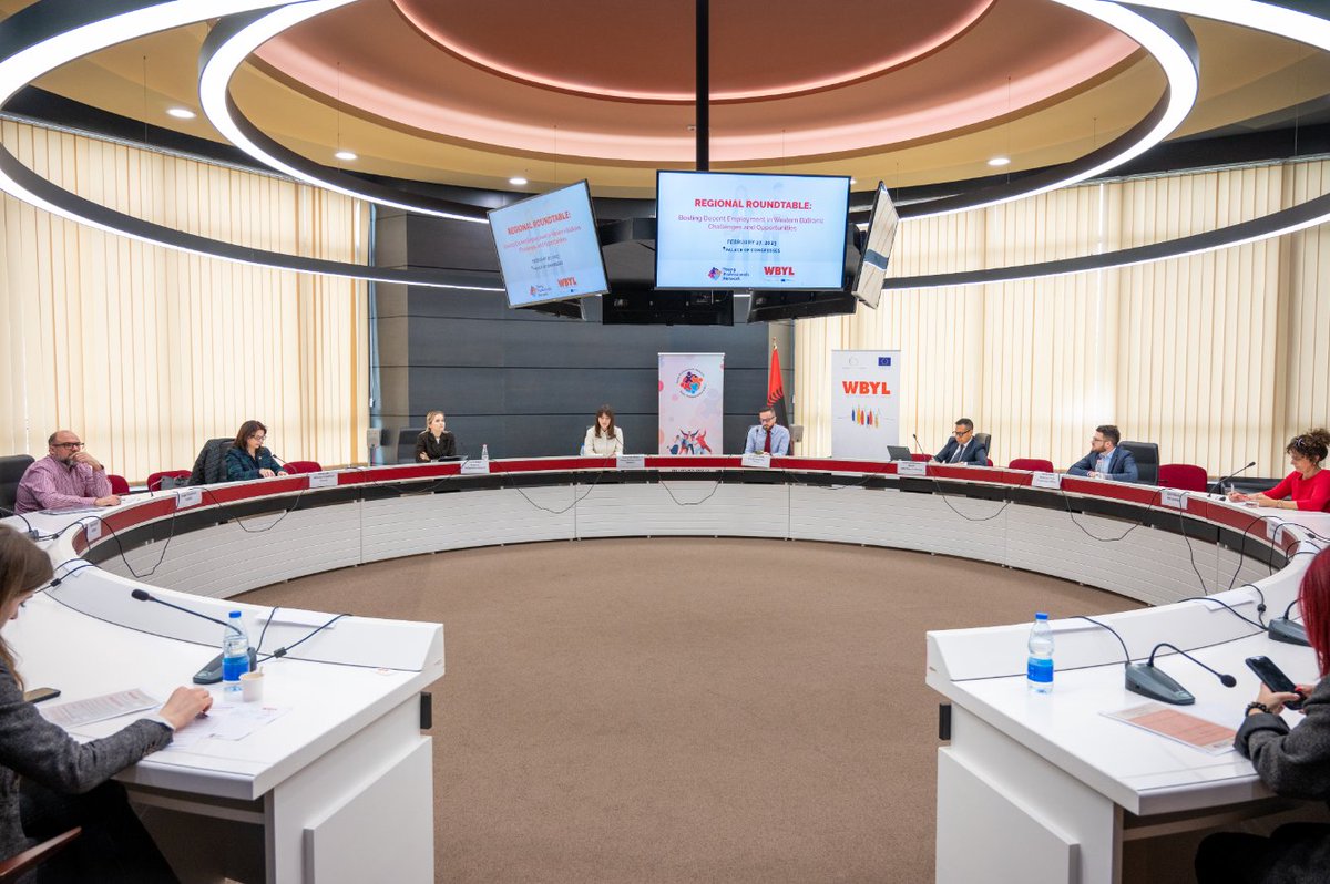 ALInvestCouncil's tweet photo. At the Regional Round Table hosted by the Young Professionals Network, our Head of Secretariat, Ms Diana Leka, emphasized the importance of tackling labour market obstacles for young people and underscored the significant contributions of young minds in influencing policy-making. https://t.co/j6TACJCQdG