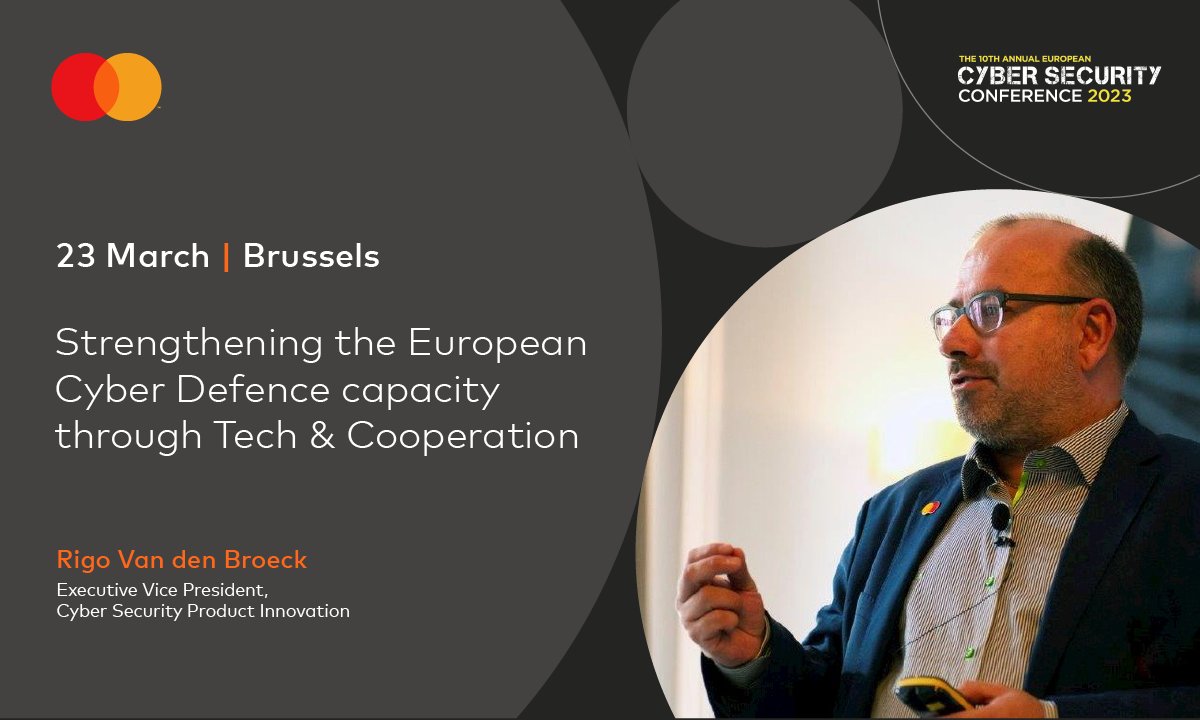 Mastercard Europe (@mastercardeu) on Twitter photo Rigo Van den Broeck, Executive Vice President, Cyber Security Product Innovation is at <a href="/ForumEurope/">Forum Europe</a>'s Cyber Security Conference in Brussels today.
Rigo joins the panel ‘Strengthening the European Cyber Defence capacity through Tech & Cooperation’
#EUCyberSec Rigo Van den Broeck, Executive Vice President, Cyber Security Product Innovation is at <a href="/ForumEurope/">Forum Europe</a>'s Cyber Security Conference in Brussels today.
Rigo joins the panel ‘Strengthening the European Cyber Defence capacity through Tech & Cooperation’
#EUCyberSec