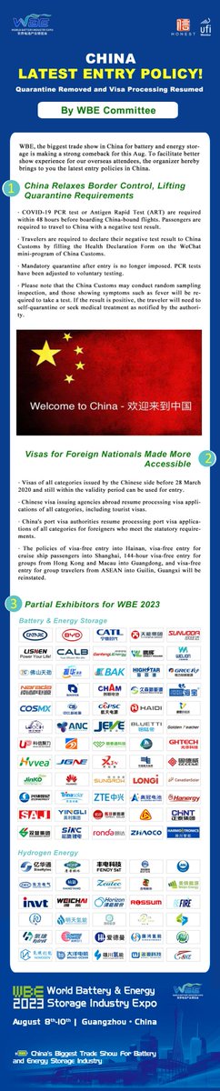 WBE_EXPO's tweet photo. China’s Latest Entry Policy: Quarantine Removed and Visa Processing Resumed! https://t.co/8Y2m3eNnAL
