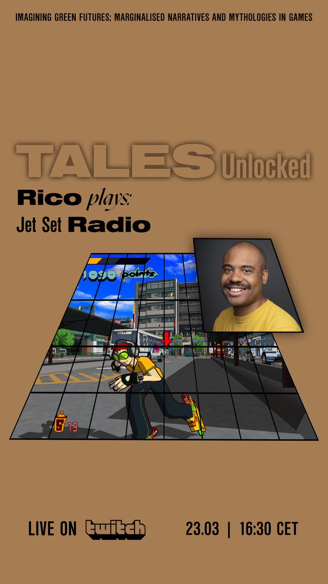 Join us for an epic #TalesUnlocked stream with the legendary cellshaded platformer #JetSetRadio. From its iconic #graffiti art style to its infectious #soundtrack, this game has it all!

🔴 LIVE from our studio in Berlin
⏰ TODAY at 4:30 pm (CET)!
👉 twitch.tv/talesunlocked