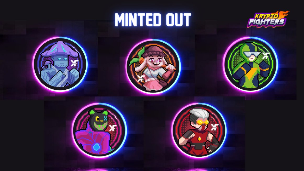 🚨 5 collections have been minted! 🥳

Stay tuned for the announcement of rewards for OAT holders! 🎉

Missed out on the minting?
Don't worry, there's one last collection available here.
galxe.com/Kryptofighters…