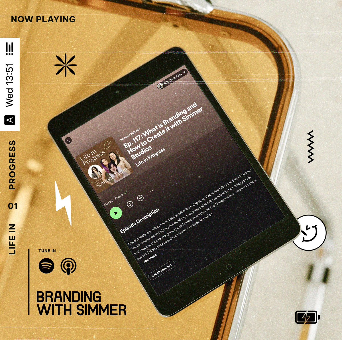 My first ever podcast guesting 👀

Let’s talk about branding &amp; how to create it with the Simmer team. Check out Life in Progress — EP. 117 on Spotify or Apple Podcast 🎙️