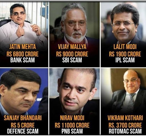 geetv79's tweet photo. The Loot & Scoot Service is Chowkidar's facility for fraudsters.
Bank frauds have multiplied under Modi. Fraudsters are helped to flee.
MehulBhai 5000Cr
Jatin Mehta 8000Cr
Mallya 9000Cr
#ChotaModi 11000Cr
Lalit Modi 1900Cr
Vikram Kothari 3700Cr
#ChowkidarChorHai https://t.co/g4dSBL100M