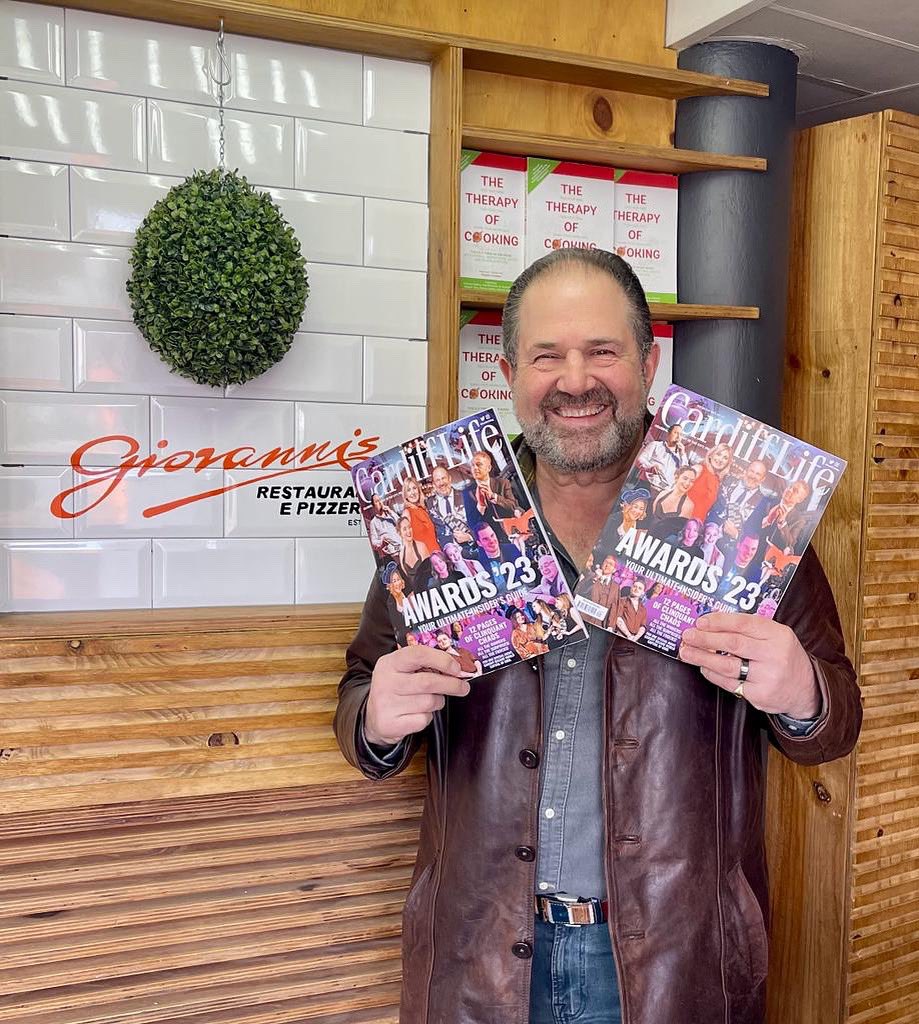 The legendary Giovanni of @GiovannisCardif with our latest issue. He won the special achievement award at the @cardifflifeawards last month for such an exceptional service to the city. His restaurants are a go-to meal out, what’s your favourite dish? 🍝 #cardifflife