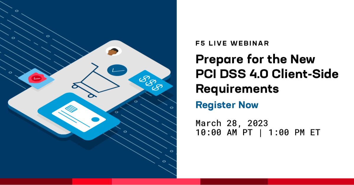 KoracMate's tweet image. Join this webinar as members of the Payment Card Industry and F5 outline the new PCI DSS 4.0 requirements and the steps to meet the new client-side protections. #pci #clientside bit.ly/3FGx3nq
