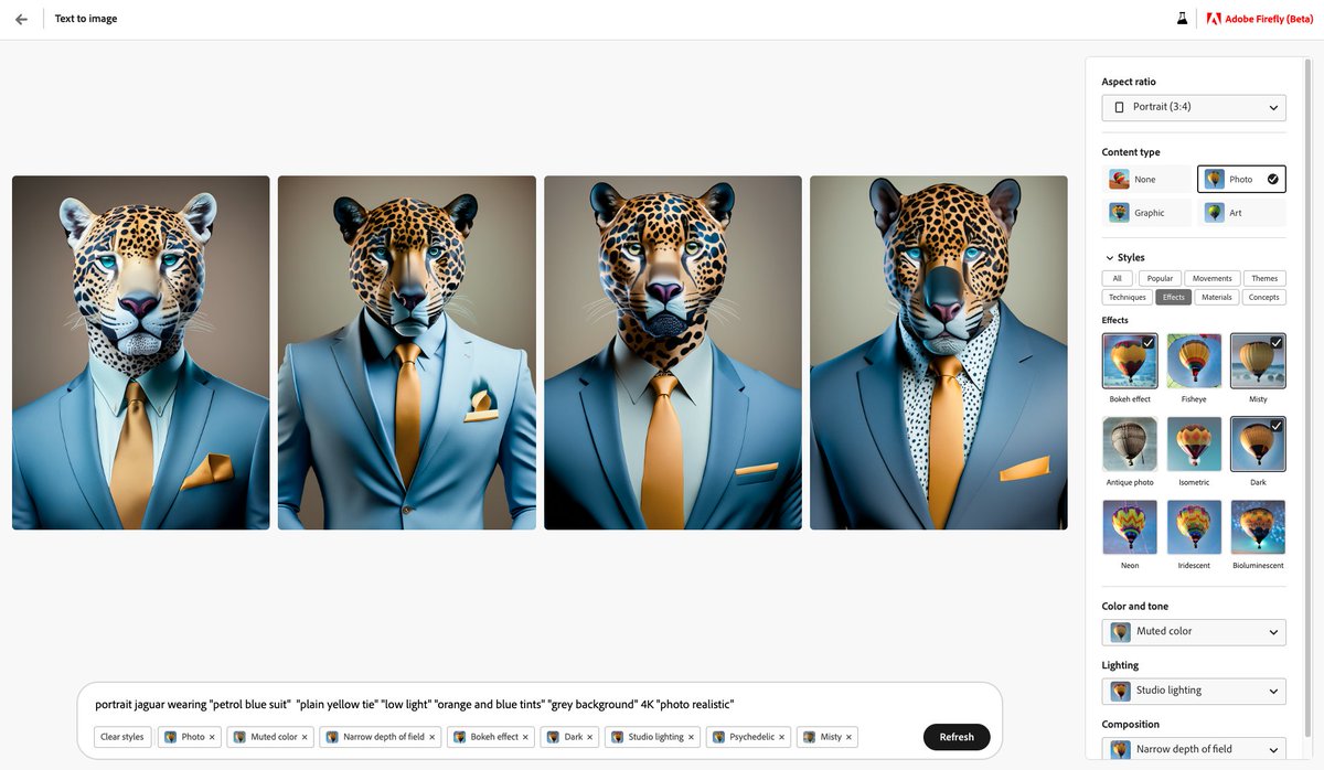 Quick question to my #AdobeFirefly tester friends. It seems that the use of quotation marks in the prompts improves the accuracy of the results. No ?

#AI #syntheticContent #virtualphotography <a href="/Adobe/">Adobe</a>