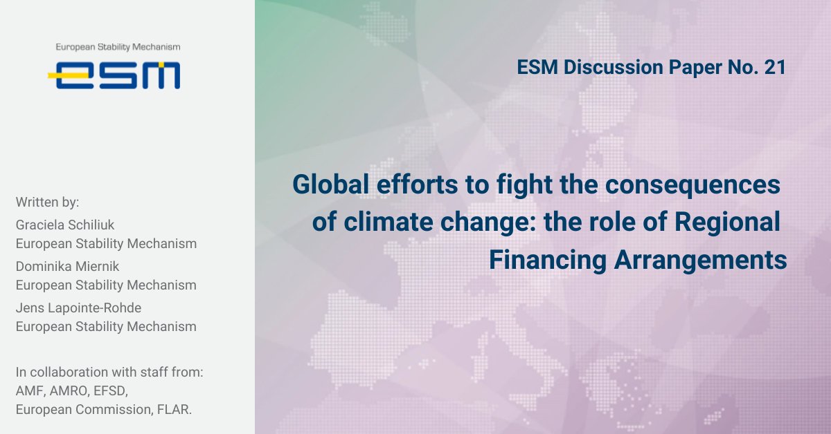 ESM_Press's tweet photo. Fighting climate change is a global effort. How can regional crisis fighters help?
This joint Discussion Paper looks at what has been done so far and how to support countries for a more sustainable and resilient future🧵
Read: https://t.co/QFIJxUv61F
#ESMDP @amro_asia @_FLAR
1/3 https://t.co/c4hx0DqxmA