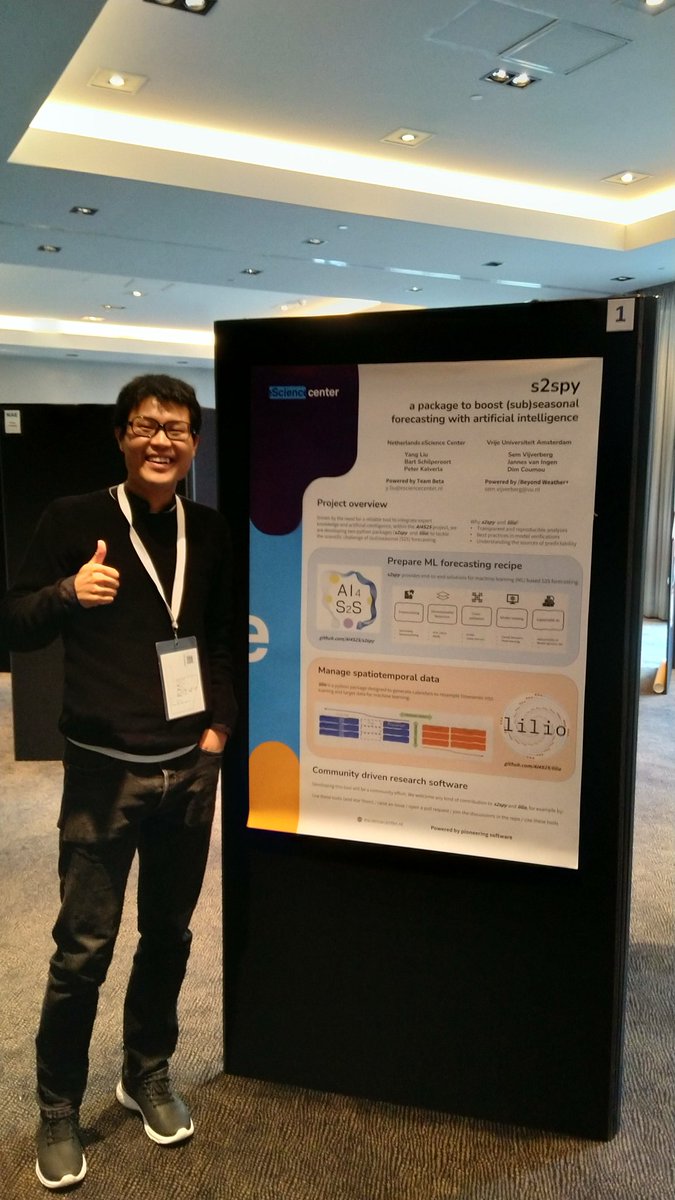 PeterKalverla's tweet photo. @Roydeliu (Yang Liu) presenting our work on #s2spy and #lilio today at #nacgeo. We have several talks and posters both today and tomorrow @eScienceCenter https://t.co/2kJcE8wpoH