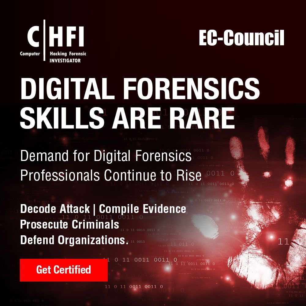 zetawebnigeria's tweet image. Build your career in digital forensics with EC-council computer hacking forensic investigator (C|HFI), a comprehensive ANSI-accredited program that equips student with a firm grasp of digital forensic skills. Get certified.
#digitalforensics #cybersecurity #computerhacking