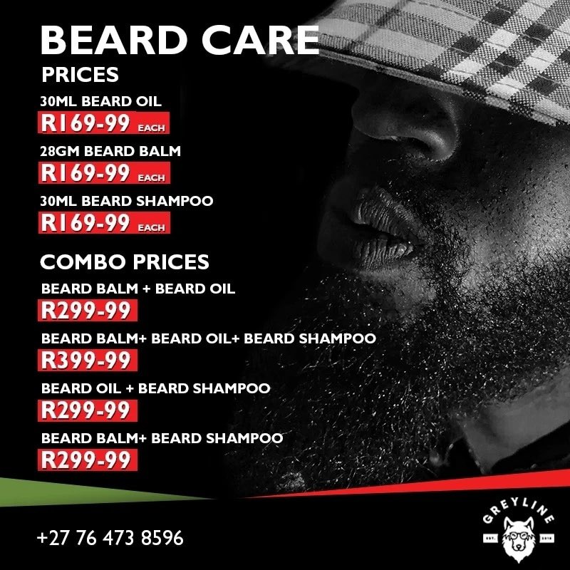 GreylineC's tweet photo. Amazing Beard Products for sale:
✅28gm Beard Balm
✅30ml Beard Oil
✅30ml Beard Shampoo
R169-99 each
Buy 2 for R299-99(Beard Balm+Beard Oil)Save R40
Buy 3 for R399-99 (Balm+Oil+Shampoo)Save R110
Courier:R60/R100 via Paxi
WhatsApp/Call: 0764738596
@GreylineC 
#BeardCare
#BEARDS https://t.co/p2P1RWSEi5