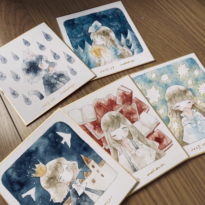 【 販売予定の原画紹介 】ミニ色紙5点過去の絵を色紙verにアレンジしてますメルメリィマーケットにて販売します。 