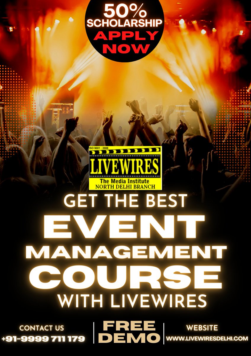 LIVEWIRESGTB's tweet image. EVENT MANAGEMENT COURSE IN DELHI
livewiresdelhi.com/event-manageme…
Contact us +91-9999 711 179
Event Management involves planning, creatively organizing, and executing an event – a product or brand launch, an exhibition, a concert, a show, or even a conference.
#EVENTMANAGEMENTCOURSE