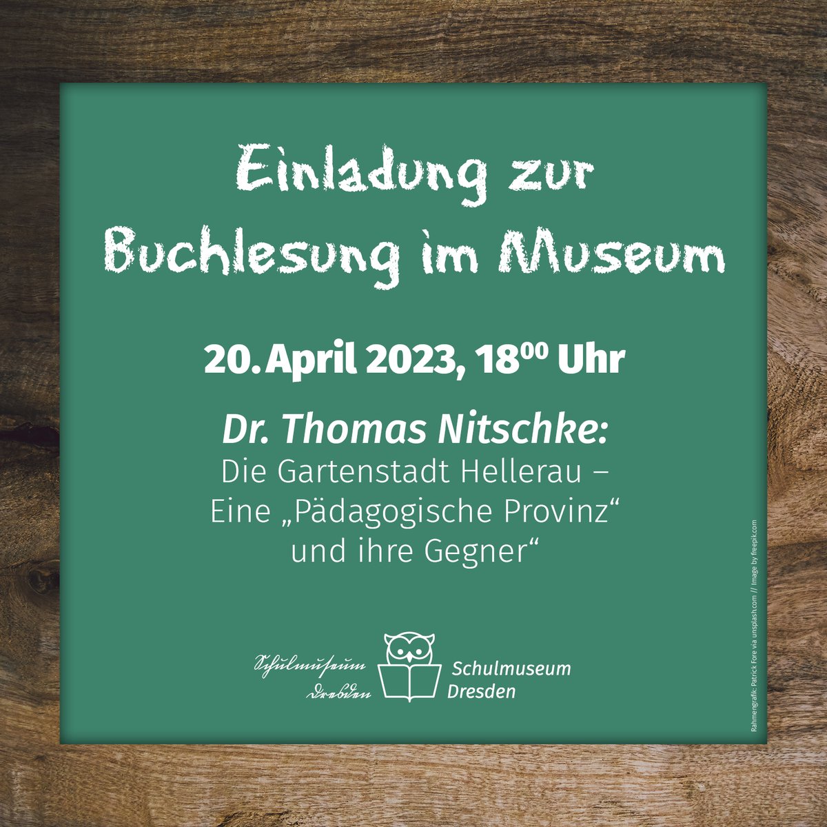 Lasst euch von Thomas Nitschkes #Buchlesung am 20.04.2023 in eine faszinierende Episode der Dresdner Geschichte entführen.
Wir freuen uns auf euer zahlreiches Erscheinen!
Bitte um Anmeldung unter: info@schulmuseum-dresden.de
#Hellerau #Reformpädagogik #SchulmuseumDresden
(1/3)