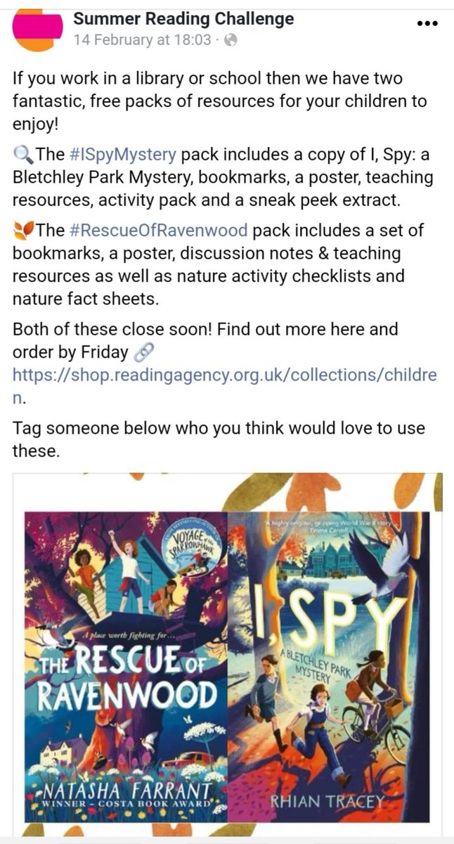 📣Get your #ISPYMystery🕊🔎 & @NatashaFarrant1 #RescueofRavenwood 🌳🌿freebies from @readingagency  #SummerReadingChallenge