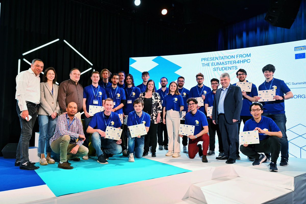 EuroHPC Joint Undertaking (@eurohpc_ju) on Twitter photo An inspiring end to #EuroHPCSummit2023 as the #HPCAmbassors gave us their conclusions from the Summit and shared with their fresh eyes what they see for the future of European #HPC!
Huge thanks to <a href="/EUMaster4HPC/">EUMaster4HPC</a> students & team for joining us and helping us throughout the week! An inspiring end to #EuroHPCSummit2023 as the #HPCAmbassors gave us their conclusions from the Summit and shared with their fresh eyes what they see for the future of European #HPC!
Huge thanks to <a href="/EUMaster4HPC/">EUMaster4HPC</a> students & team for joining us and helping us throughout the week!