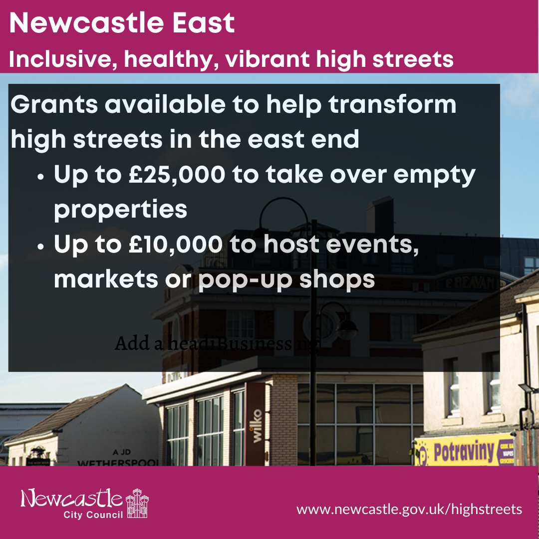 Grants are available for community groups, local businesses or charities to take over empty properties or hold community events, markets or pop-up shops in Shields Rd, Chillingham Rd, Heaton Rd, Heaton Park Rd and Welbeck Rd. Find out more 👉 orlo.uk/L5zVX