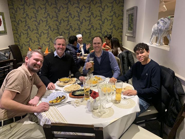 Last night a few members of the lodge living in the local area of Fleet took a young prospective candidate out for a curry. In this case that prospective candidate being the son of our secretary, W Bro Charles McGeoch. Great food and great company. 🍽️😀