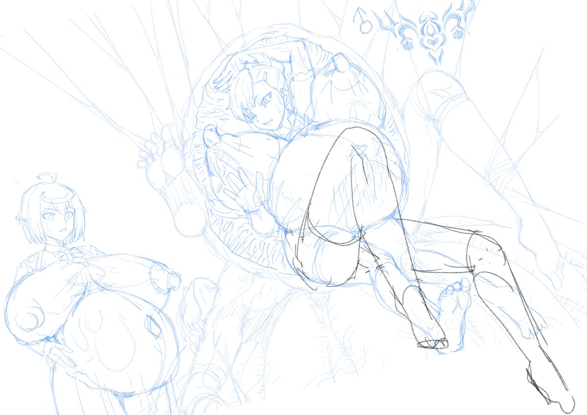 skeb進捗
窮屈な右下(2枚め)に余裕を持たせるため、試しに1枚目のようにアングルを傾けてみました
これなら足が伸ばせて開放感も出るし、ポーズの妙さも緩和されるのでこれでいこうっと……
(さすがにペン入れしたいですしね……) 