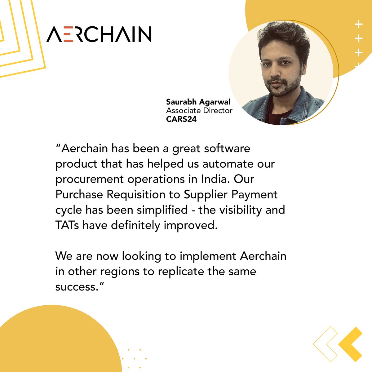 aerchain_io's tweet photo. We have exciting news! We have entered a new chapter by expanding our services into UAE with Cars24. We thank them for being amazing partners throughout this journey and providing us with the perfect platform to showcase our capabilities.
#Aerchain #cars24 #customersuccess https://t.co/JIF5qXWvPb
