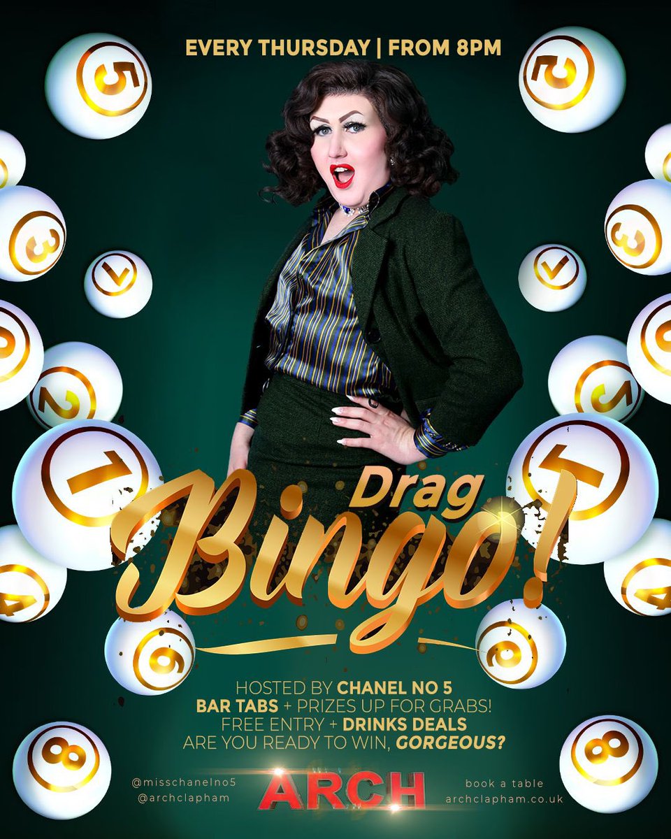 📣”BINGO!” 📣 Thursdays are always a riot with our Drag Bingo, hosted by @misschanelno5! Join us from 8pm tonight • BINGO FROM 8PM • Free entry + drinks deals • Big Bar tabs + prizes up for grabs #drag #dragbingo #bingo #gaybar #whatson #queerlondon #lgbtcommunity