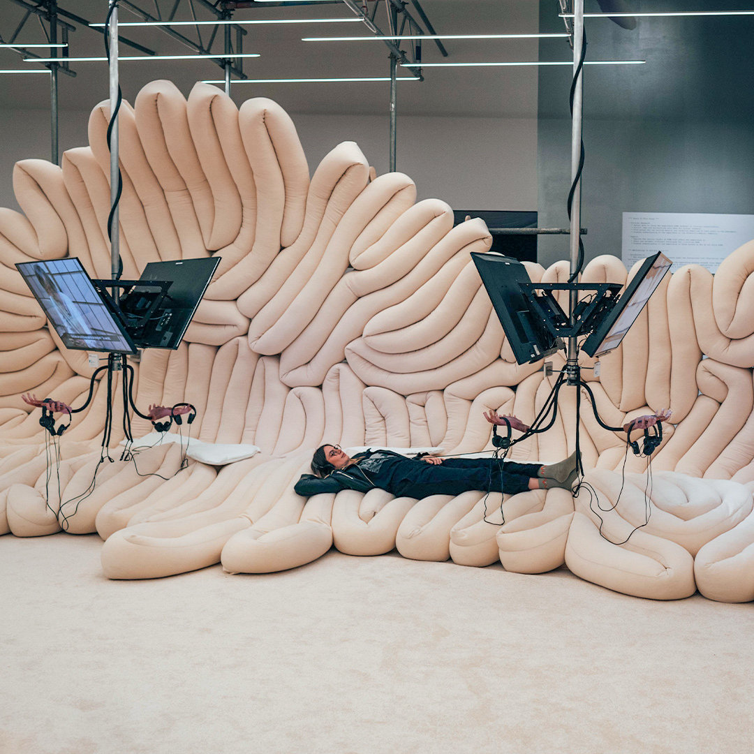 ✨ When in doubt, zen it out ✨ Surrounded by audio-visual works immerse yourself in the sausage pillow arena in our WEIRD SENSATION FEELS GOOD exhibition. Tickets to #ASMR_IRL (until Mon 10 Apr): bit.ly/3wXD222 The exhibition is curated in collab with @arkdesc.