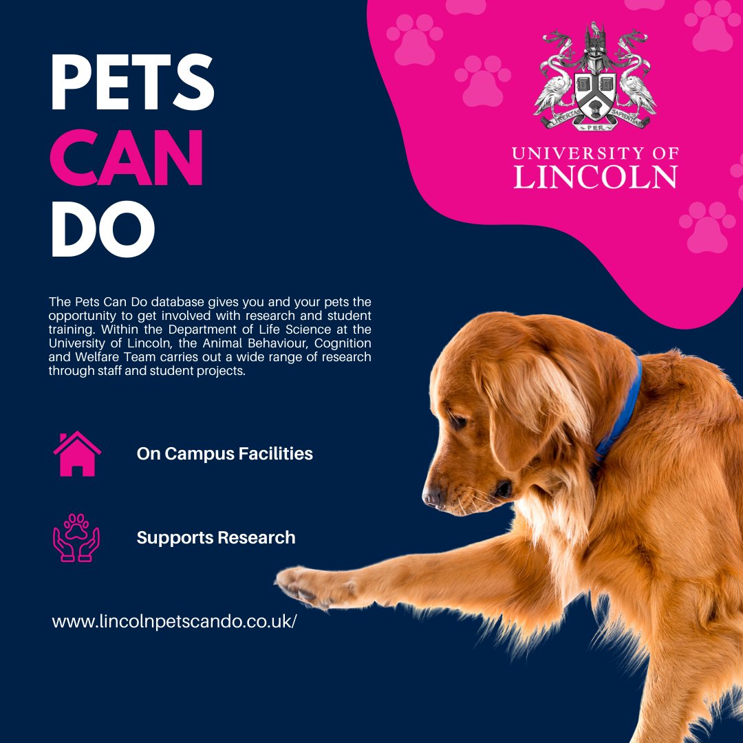 UoLScience's tweet photo. Do you have a pet? If you do, why not get involved with our research here at Lincoln?

We are looking for pets to take part in our pioneering and welfare-friendly research into animal
behaviour.

For more information and to sign up, please visit https://t.co/M8n1EDXgyB https://t.co/2nmPJSr1lX