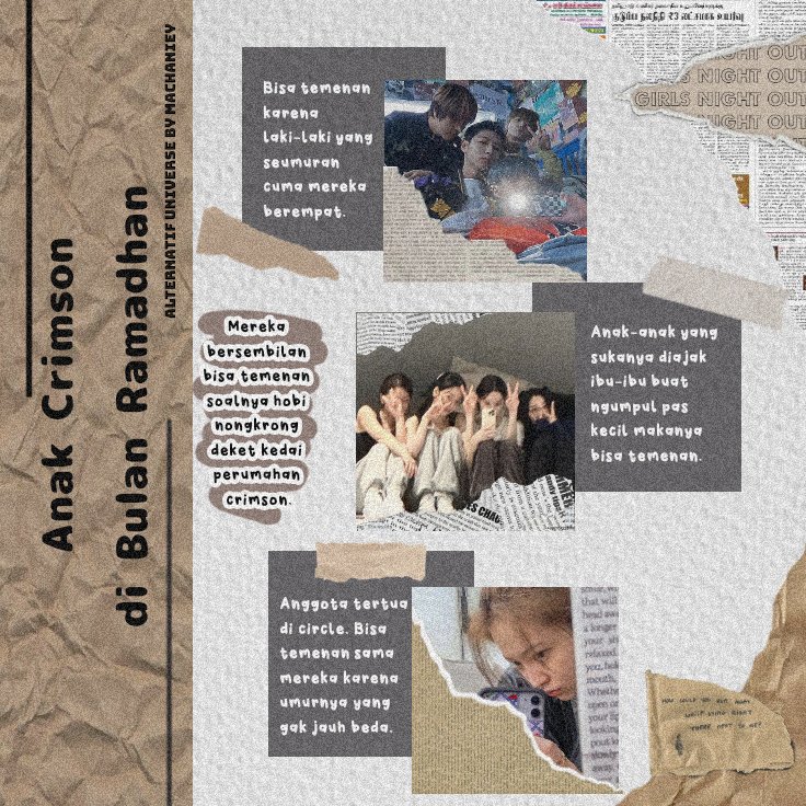 machaniey's tweet photo. ; Anak Crimson di Bulan Ramadhan

Short AU
Nct Dream 00L, Aespa, Yeri Red Velvet

©machaniey https://t.co/QfLKD3nc01