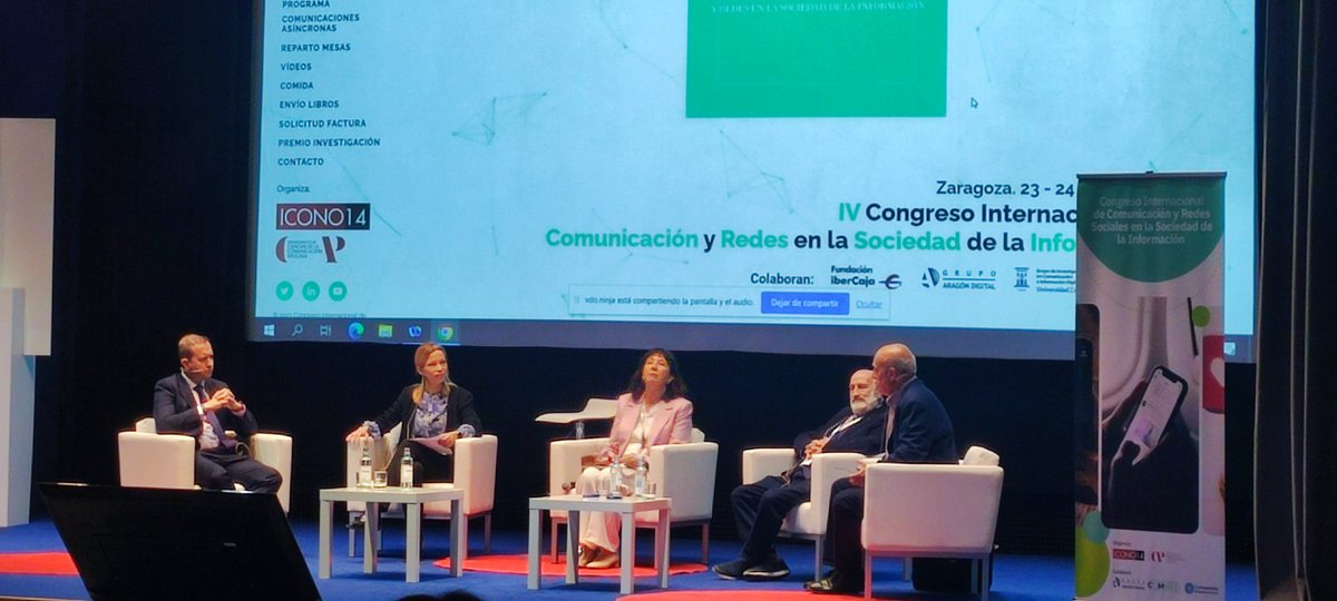 Meleban's tweet photo. #miguelangelesteban @MigEsteban coordinador del Grado de Periodismo de @unizar en el @Congreso_ComRed y @SaraCastillero  presidenta d @Periodistas_APA en la inauguración de este Congreso de Periodismo organizado por @icono14 y @unicomplutense en #Cogullada @FundIbercaja #Zaragoza https://t.co/GqlXZGOXLj
