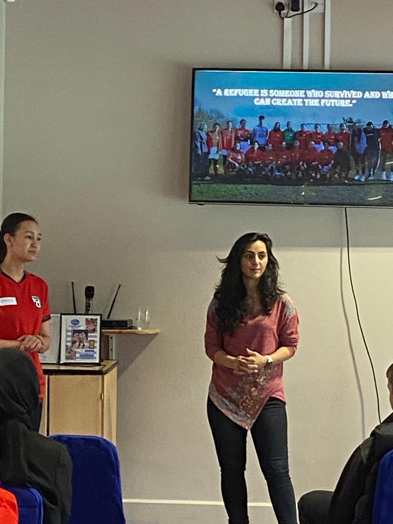 connect_tha's tweet photo. A privilege to listen to the inspirational and humbling presentation from @khalida_popal and the Afghan Girls Football Team as part of @Calderdale Prevent workshops. Our students really appreciated it. Thanks also to @WestYorksPolice @ArekOfficial and all involved. #Community https://t.co/QJu9dhl9MG