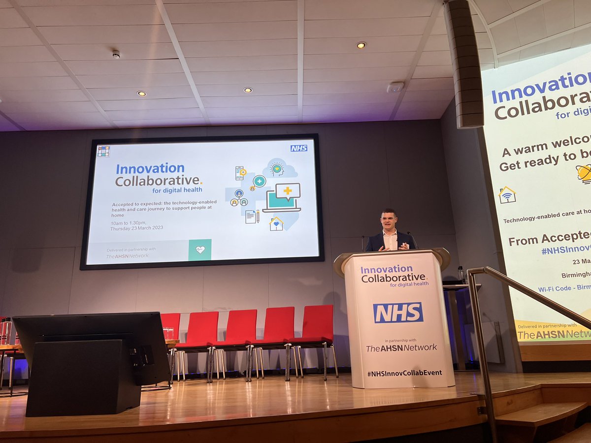 And we’re off <a href="/timcullinan/">Tim Cullinan</a> rightly starting by emphasising this is all about the benefits for end users (patients, citizens and staff). Looking forward to an inspiring day! #NHSInnovCollabEvent