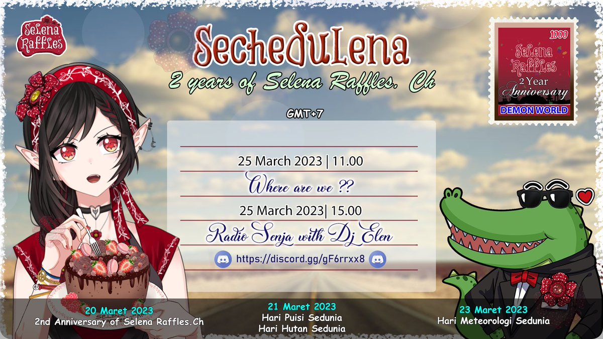 SelenaRaffles's tweet photo. [WEEKLY SCHEDULE]
Ini Sechedulena Elen minggu ini!!
ヽ(^o^)丿Don't miss it~!!!

Support me:
https://t.co/ytld516joh

◎ Live Streaming : #SELELIVE
◎ Announcement : #SECHEDULENA 
◎ Fanart : #SELEART 
◎ Memes/Jokes : #SELEMEMES
(´,,•ω•,,)♡

#Vtuber #VtuberID #STREAM #YouTube https://t.co/6H9bFBB1Yq