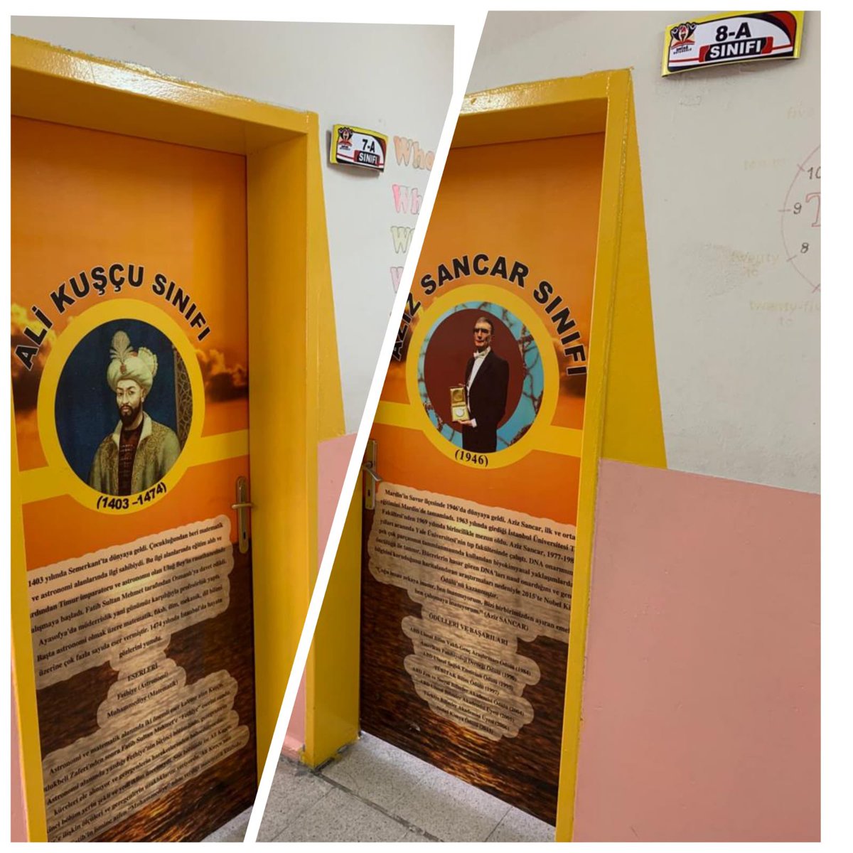EmtagOrtaokulu's tweet photo. Renk uyumunu sağladığımız kapılarımızdaki giydirme, isimlik ve kasa renkleri ile sıra masa renk uyumu okulumuza farklı görsellik kazandırdı. https://t.co/L4kmpvN5o3