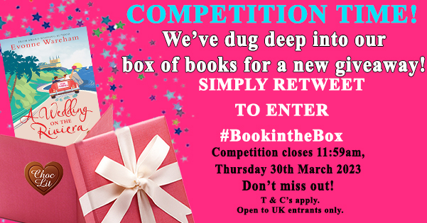 #Competition time - and look what we've pulled out today: a glamorous &amp; fast-paced book #prize set in a fab location! Simply RT with the #BookintheBox hashtag for a chance to #win A Wedding on the Riviera by <a href="/evonnewareham/">Evonne Wareham</a>. T&amp;Cs apply. UK entrants only. Closes 11:59 am, 30/3/2023