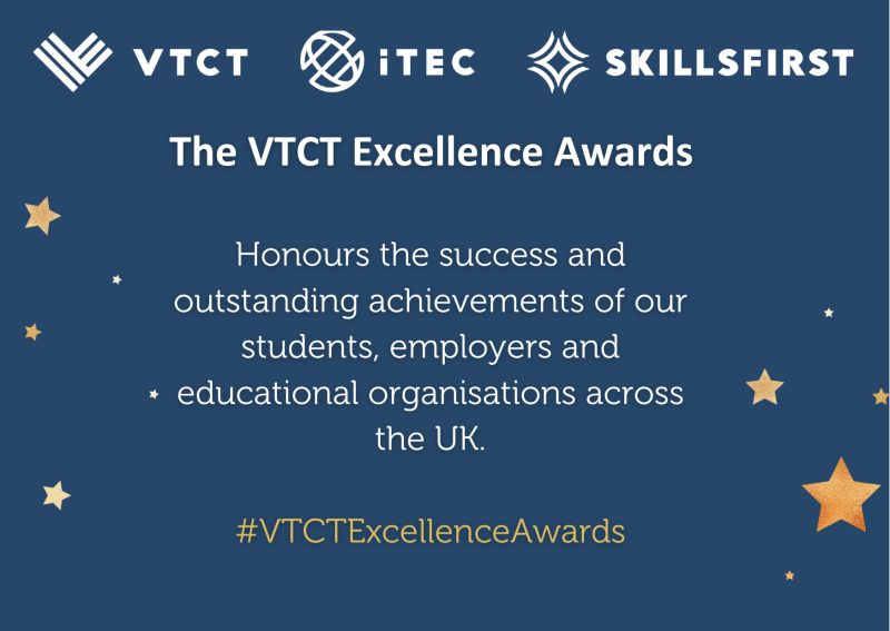 At the heart of everything we do are people and their aspirations! 
Submissions for the #VTCTExcellenceAwards close on 31 March 2023.
These awards are open to all VTCT, iTEC and Skillsfirst centres in the UK only. Go to bit.ly/3Uf6FpN

#Skillsfirst #VTCT #iTEC