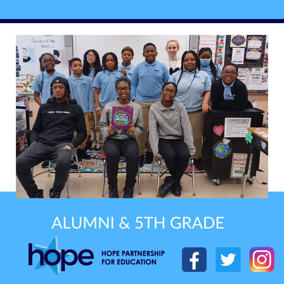 Hope4EduPhilly's tweet photo. A huge thank you to our alumni who took the time to come back to Hope to read to our 5th graders.  Along with sharing a beautiful book, they provided advice on how to create friendships at Hope, in high school and in college by being open to people who are different. https://t.co/ybljIr8BLl