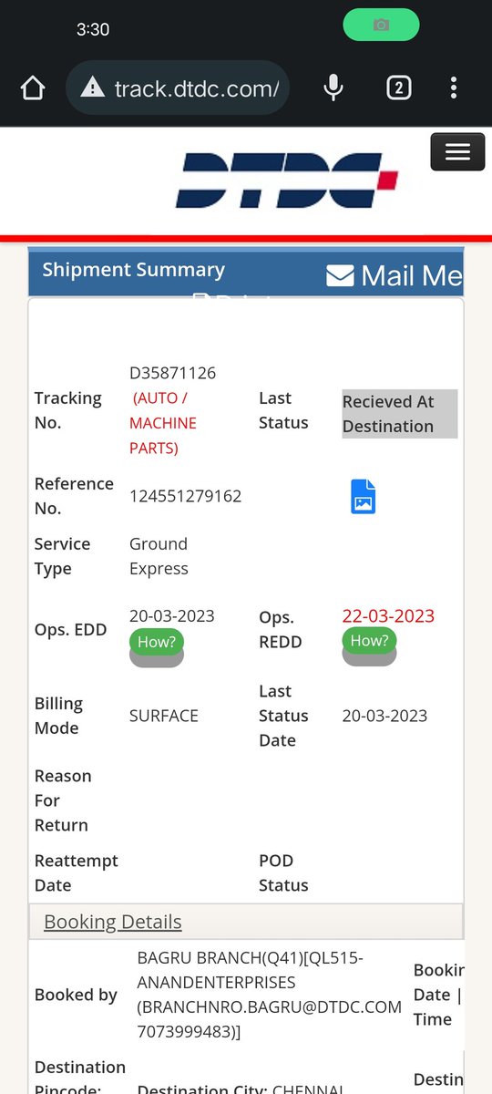 ChoudharyRc2's tweet image. Dear all DTDC team please urgently delivery arrengement ,The parcel is on hold at the branch since 20th March, the branch is not responding. 
@DTDCIndia #needupdate
