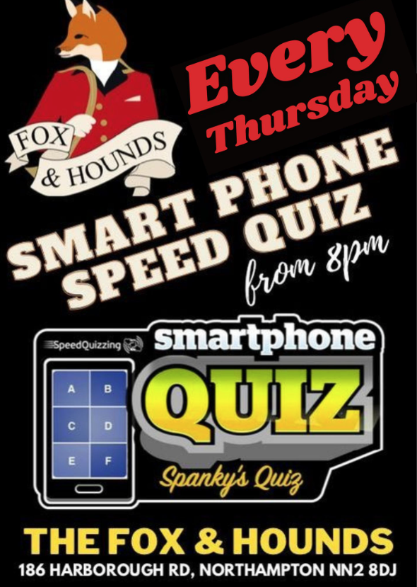 We are back Tonight! Smart Phone Speed Quiz at The Fox & Hounds (Kingsthorpe) The fun starts at 8pm - Loads of rounds / Vote for your preferred subjects / Prizes Given #fun #pub #interactive #quiz