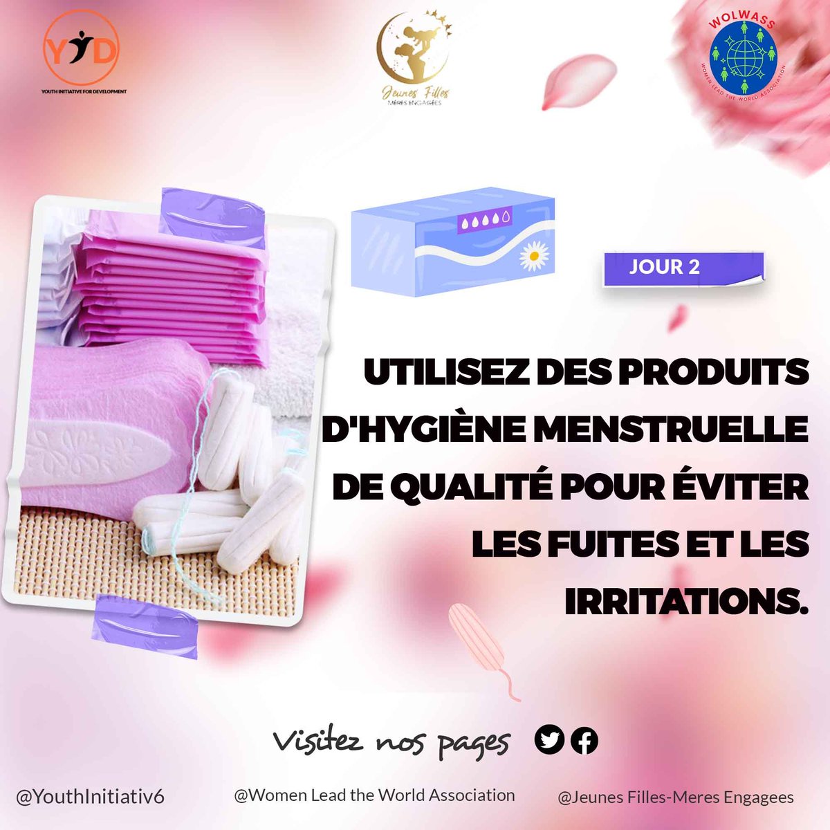 YouthInitiativ6's tweet photo. #Jour1 #Campagnedigitale 
Utilisez des produits d'#hygiène #menstruelle de qualité pour éviter les fuites et les irritations.
C'est un projet du groupe de travail N°2 de @YouthInitiativ6, appuyé par @JfmeBenin  et @WOLWASS
 #hygiènemenstruelle #bénin #règle #fille https://t.co/2aIopgR32R